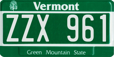 VT license plate ZZX961