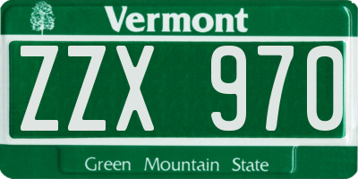 VT license plate ZZX970