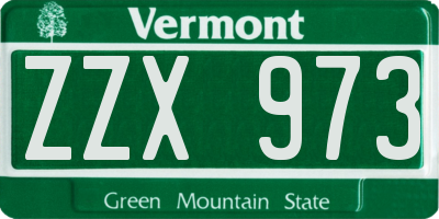 VT license plate ZZX973