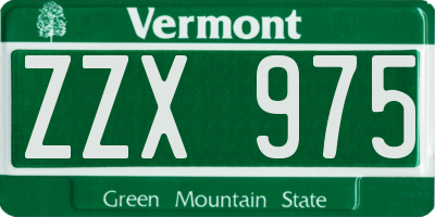 VT license plate ZZX975