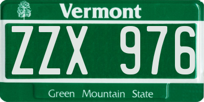 VT license plate ZZX976
