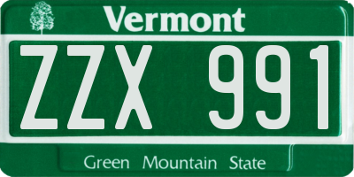 VT license plate ZZX991
