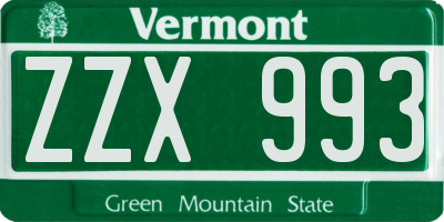 VT license plate ZZX993