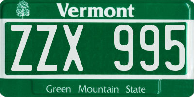 VT license plate ZZX995
