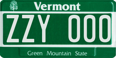 VT license plate ZZY000