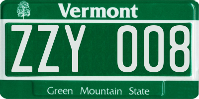 VT license plate ZZY008