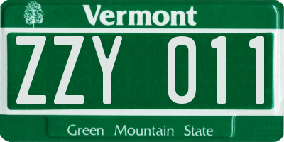 VT license plate ZZY011