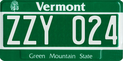 VT license plate ZZY024