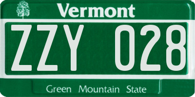 VT license plate ZZY028