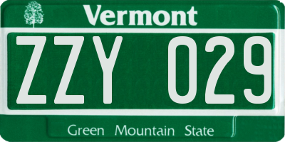 VT license plate ZZY029