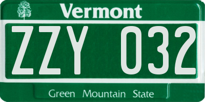 VT license plate ZZY032