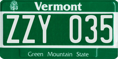 VT license plate ZZY035