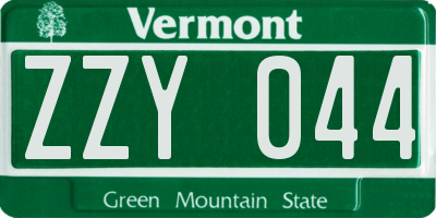 VT license plate ZZY044