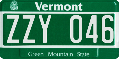 VT license plate ZZY046