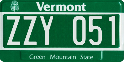 VT license plate ZZY051