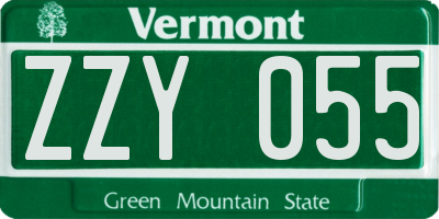 VT license plate ZZY055