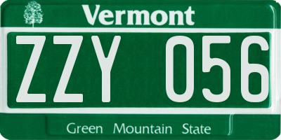 VT license plate ZZY056