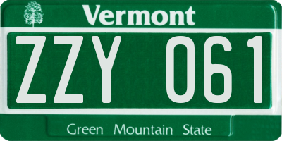 VT license plate ZZY061