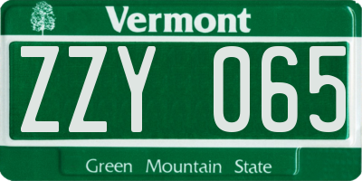 VT license plate ZZY065