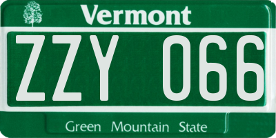 VT license plate ZZY066