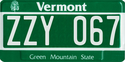 VT license plate ZZY067