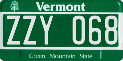 VT license plate ZZY068