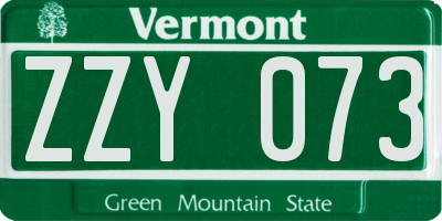 VT license plate ZZY073