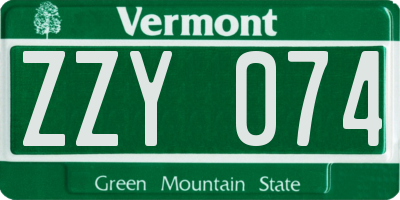 VT license plate ZZY074