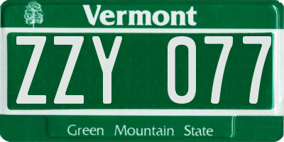 VT license plate ZZY077