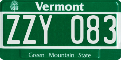 VT license plate ZZY083