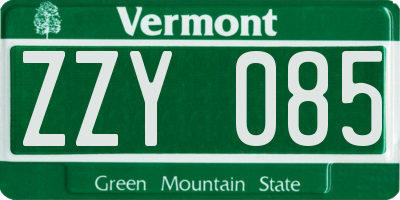VT license plate ZZY085