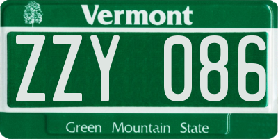 VT license plate ZZY086