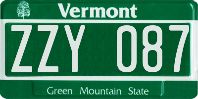 VT license plate ZZY087