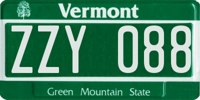 VT license plate ZZY088