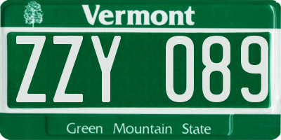 VT license plate ZZY089