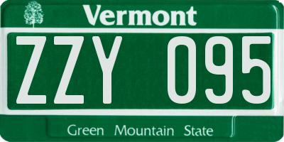 VT license plate ZZY095