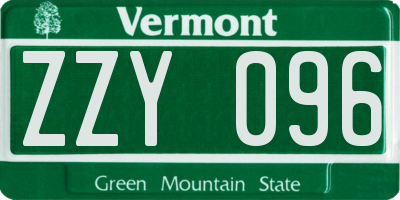 VT license plate ZZY096