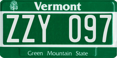 VT license plate ZZY097