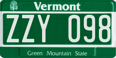 VT license plate ZZY098