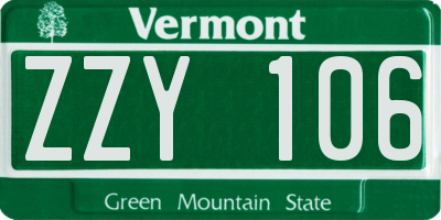 VT license plate ZZY106