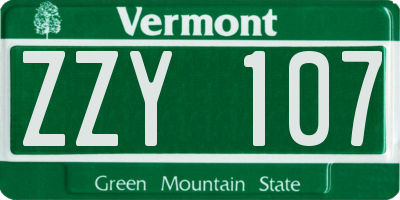 VT license plate ZZY107
