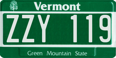 VT license plate ZZY119