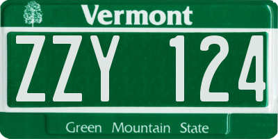 VT license plate ZZY124