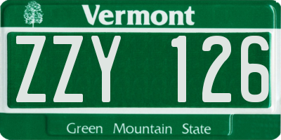 VT license plate ZZY126