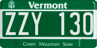 VT license plate ZZY130