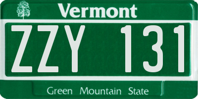 VT license plate ZZY131