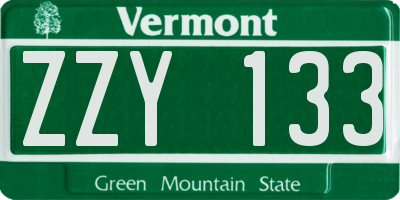 VT license plate ZZY133
