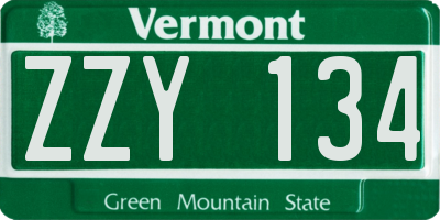 VT license plate ZZY134