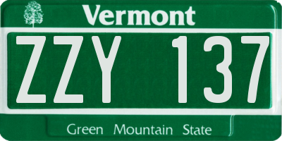 VT license plate ZZY137