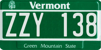 VT license plate ZZY138
